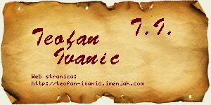 Teofan Ivanić vizit kartica